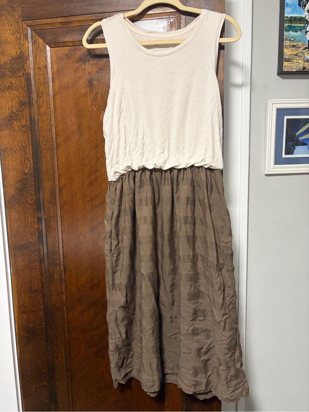Prana Perry Sleeveless Casual Dress in Cream and Brown